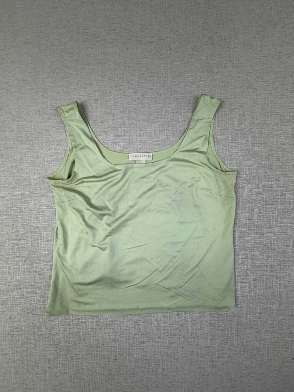 Doncaster Women’s Silk Stretch Tank Top Green Sleeveless Scoop Neck